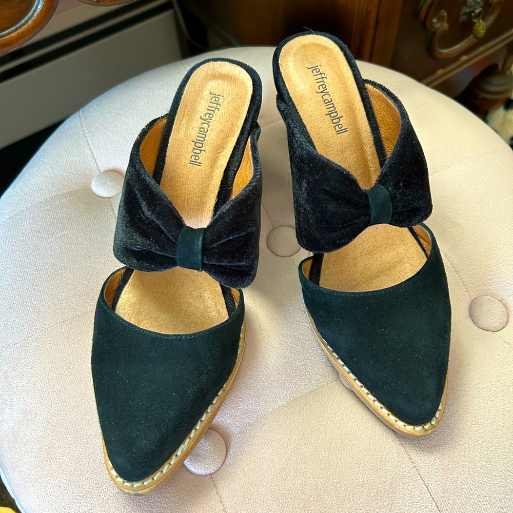 Jeffrey Campbell Black Suede Velvet Mule